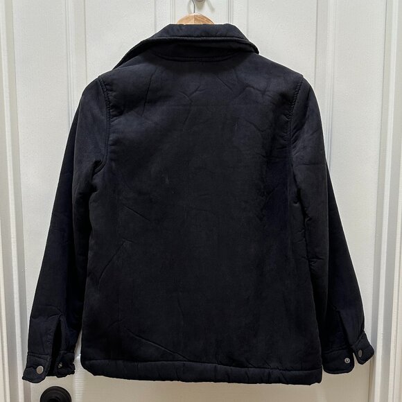 New Boston Traders Women's Faux Suede Sherpa Lined Trucker Jacket Size XS Black - Picture 11 of 15